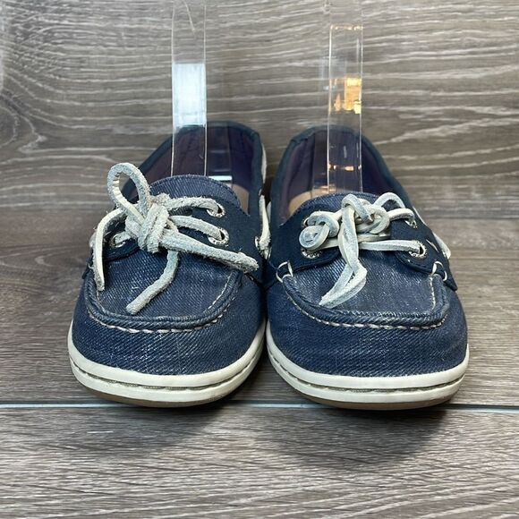 Sperry Top Sider Blue Denim Women’s Sz 6.5M Slip On 2-Eye Boat Shoes - Picture 2 of 10